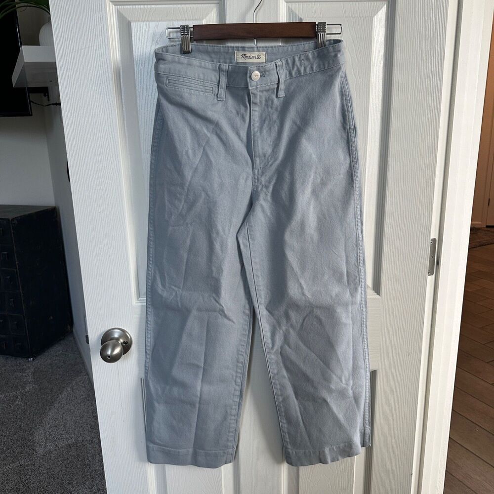 madewell slim emmett wide leg crop pants size 26 blue high rise 90s style - Picture 2 of 7